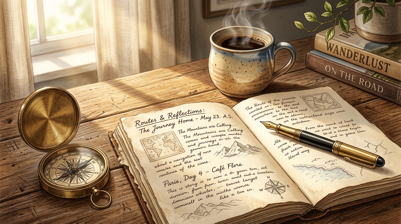 Journey — Warm Cream Compass & Travel Journal